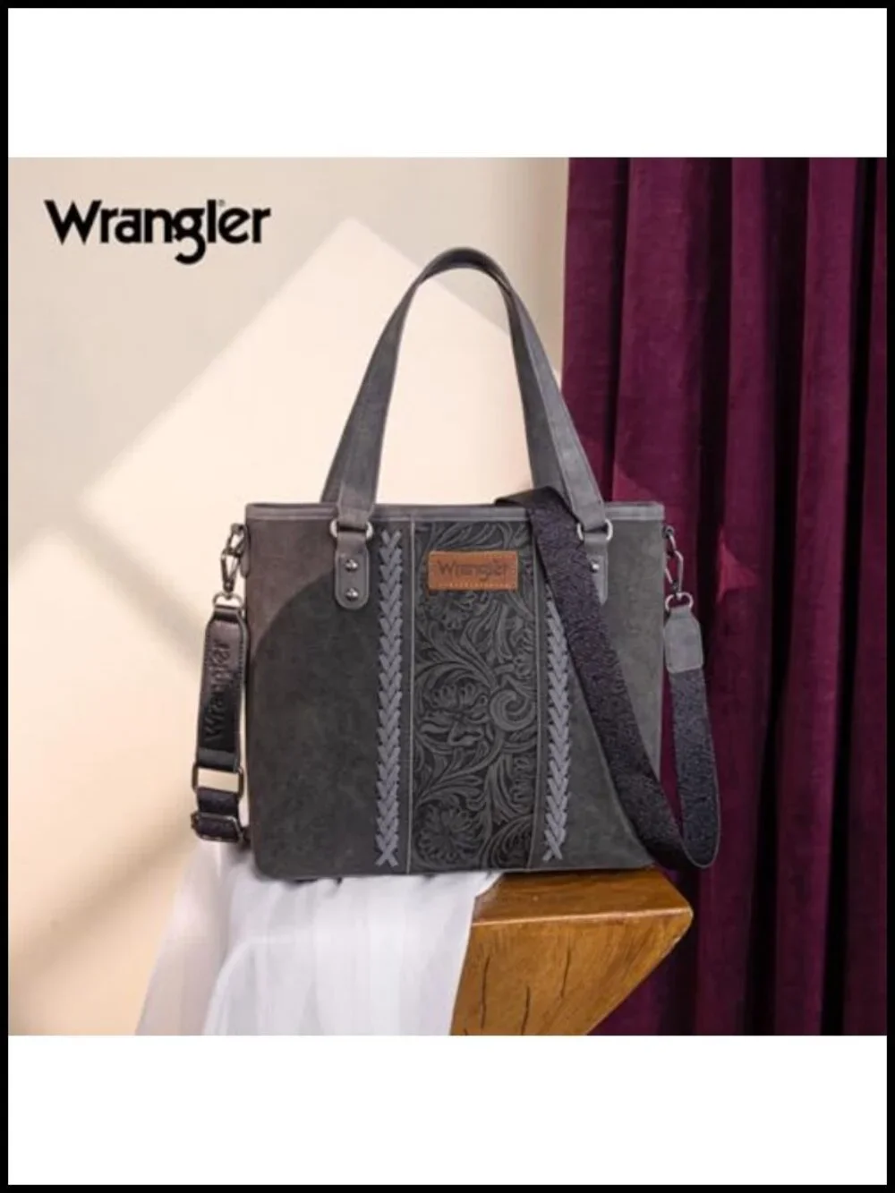 Western Aztec Print Tote Bag for Women PU Leather Satchel with Detachable